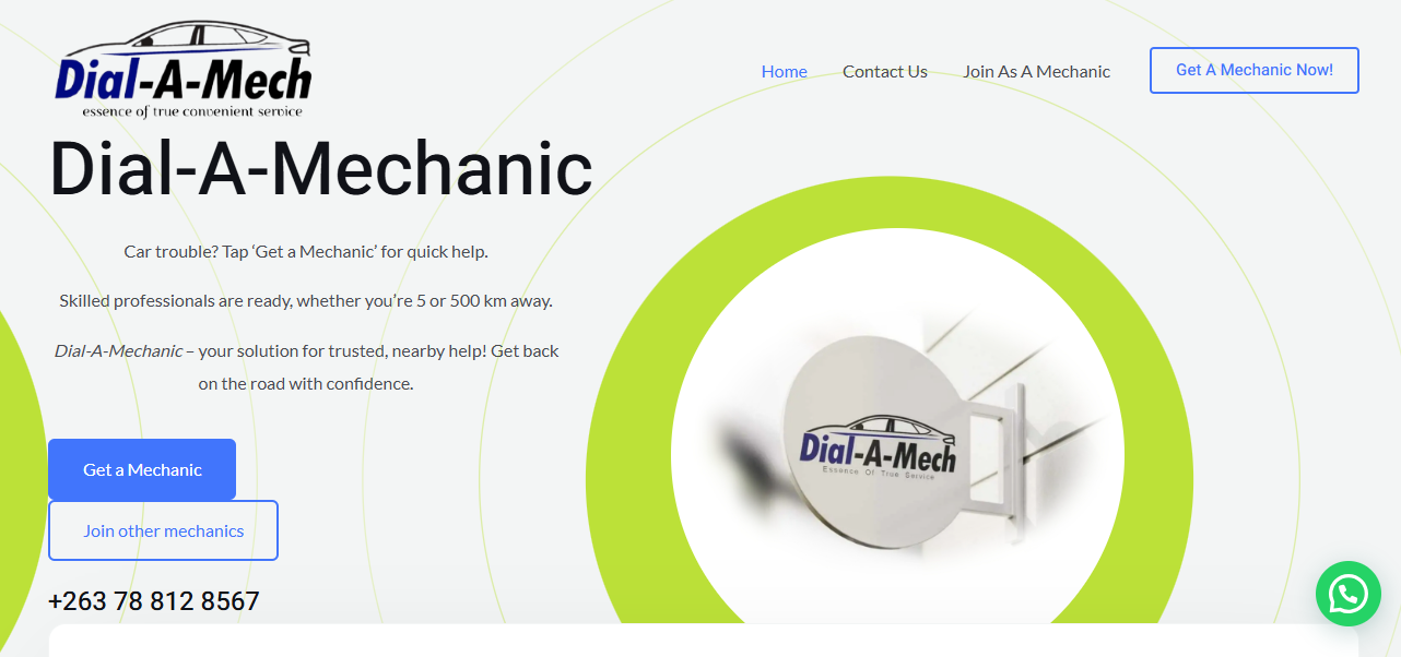 DialAMech website homepage